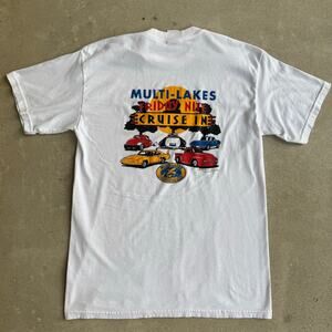 Vintage Michigan 90s Car Multi Lakes Conservation Association White Shirt Medium